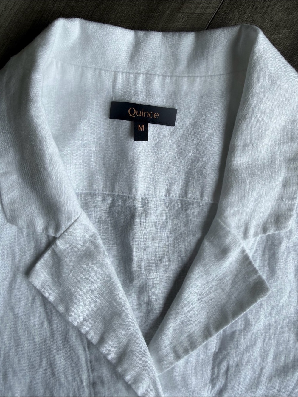 Quince Women’s Sz M White 100% European Linen Short Sleeve Button-Up Blouse - Picture 3 of 4